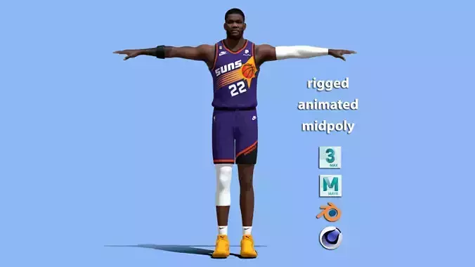T-Pose rigged Deandre Ayton Phoenix Suns NBA