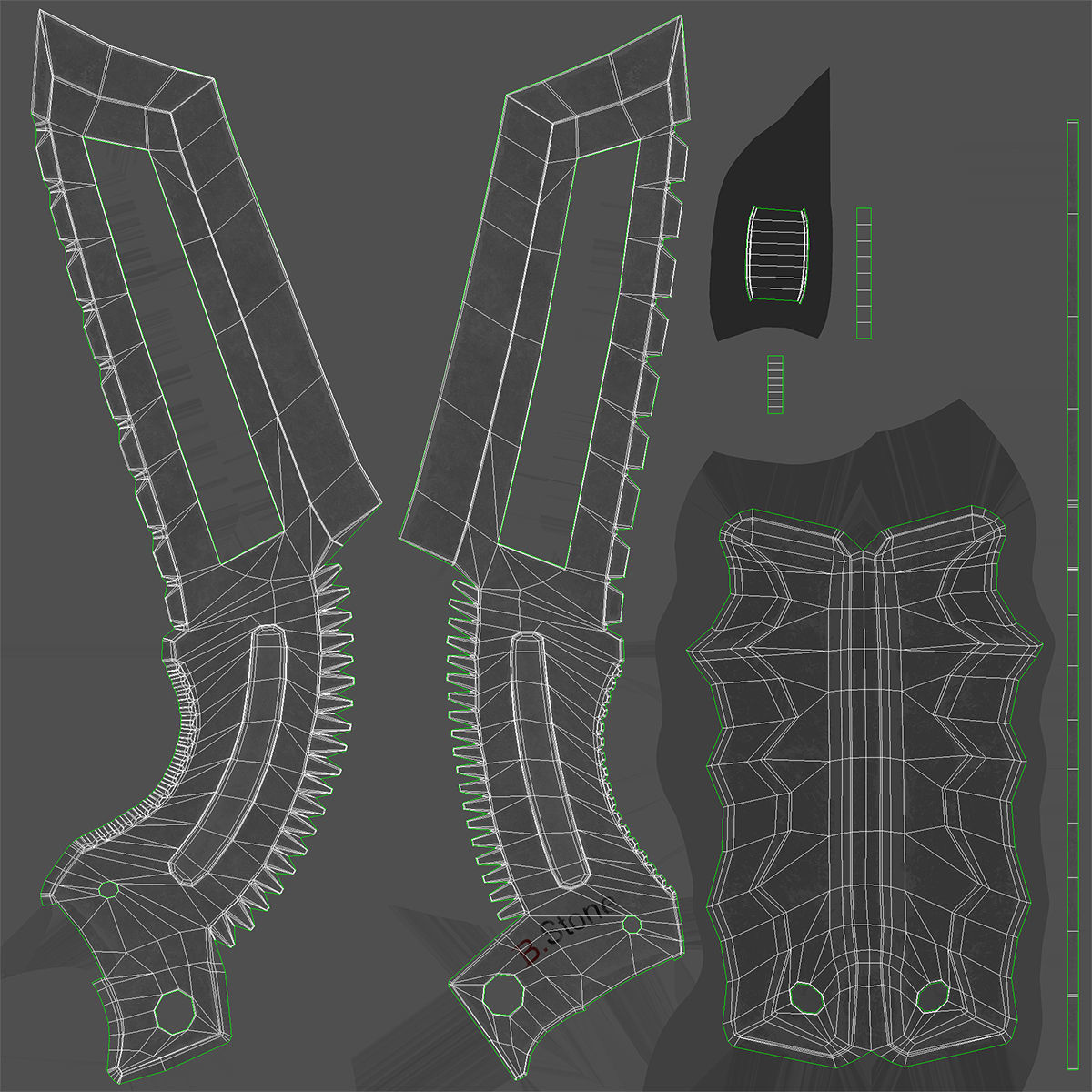 Knife Low-poly 3D model_17