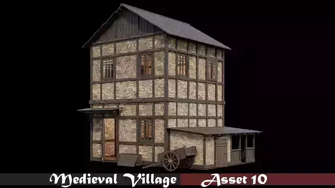 Medieval Village Asset 10 - 4K Textures Game Ready Low-poly 3D model