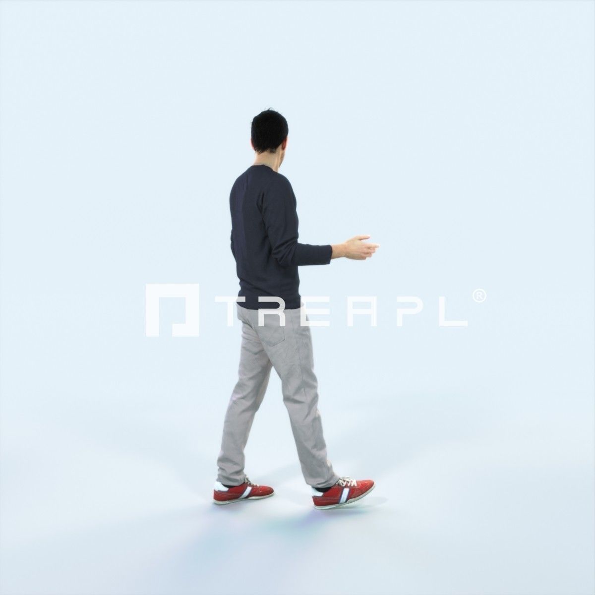 Jest 14F Explaining Couple walking Casual Man Low-poly 3D model_3