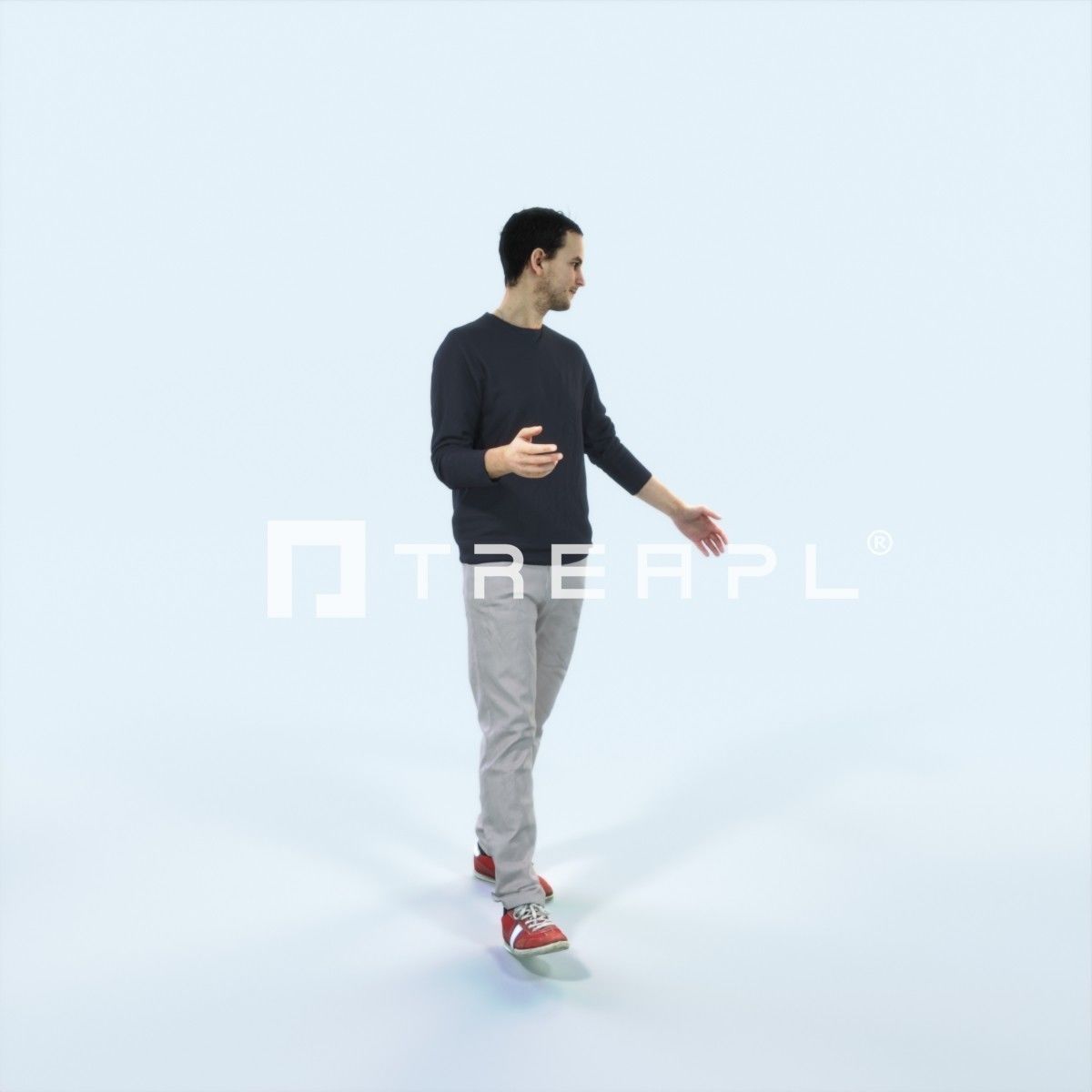 Jest 14F Explaining Couple walking Casual Man Low-poly 3D model_2