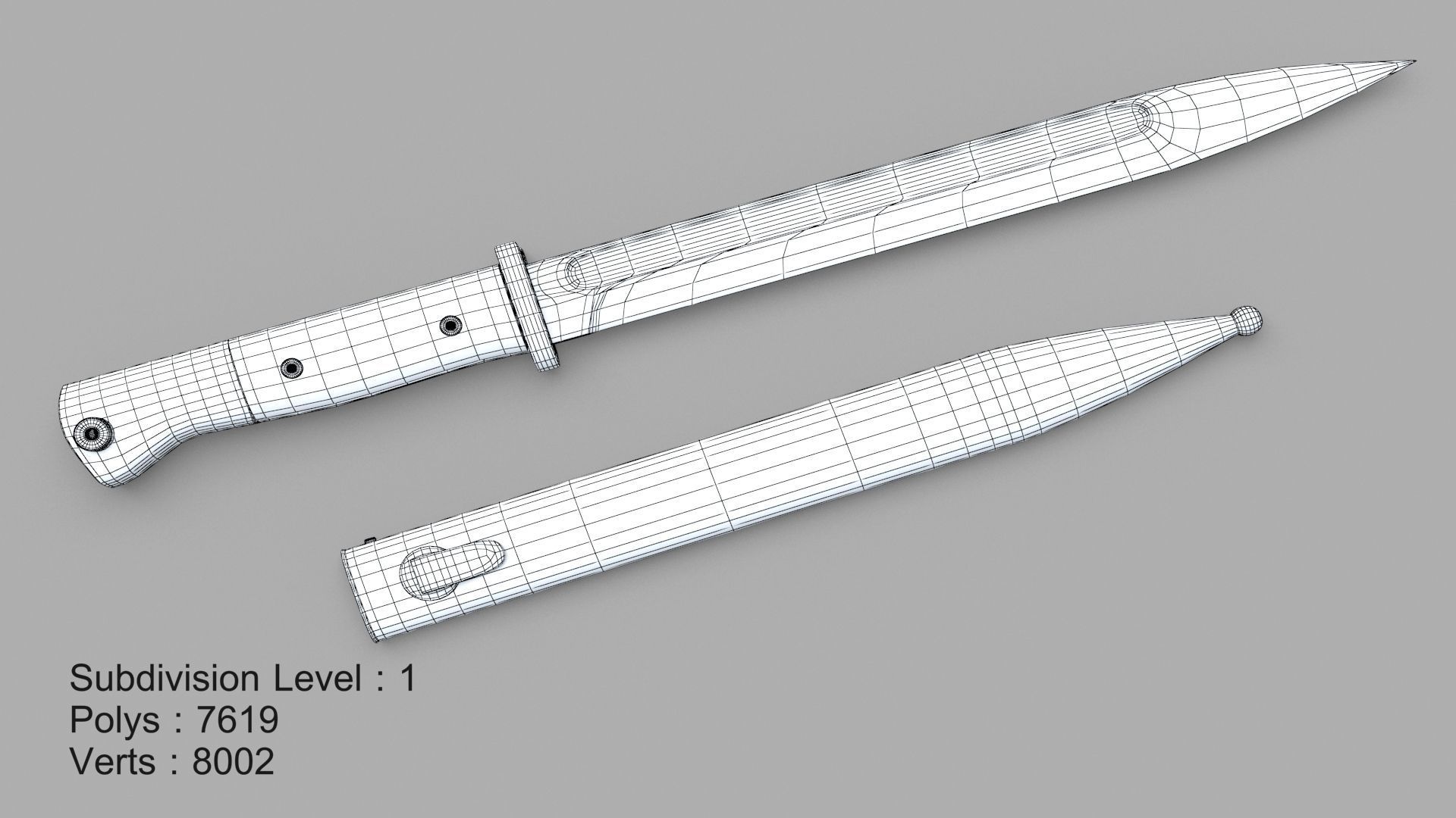 Karabiner k98 bayonet Low-poly 3D model_18