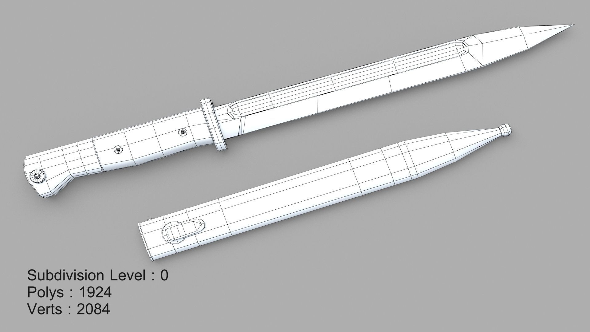 Karabiner k98 bayonet Low-poly 3D model_17