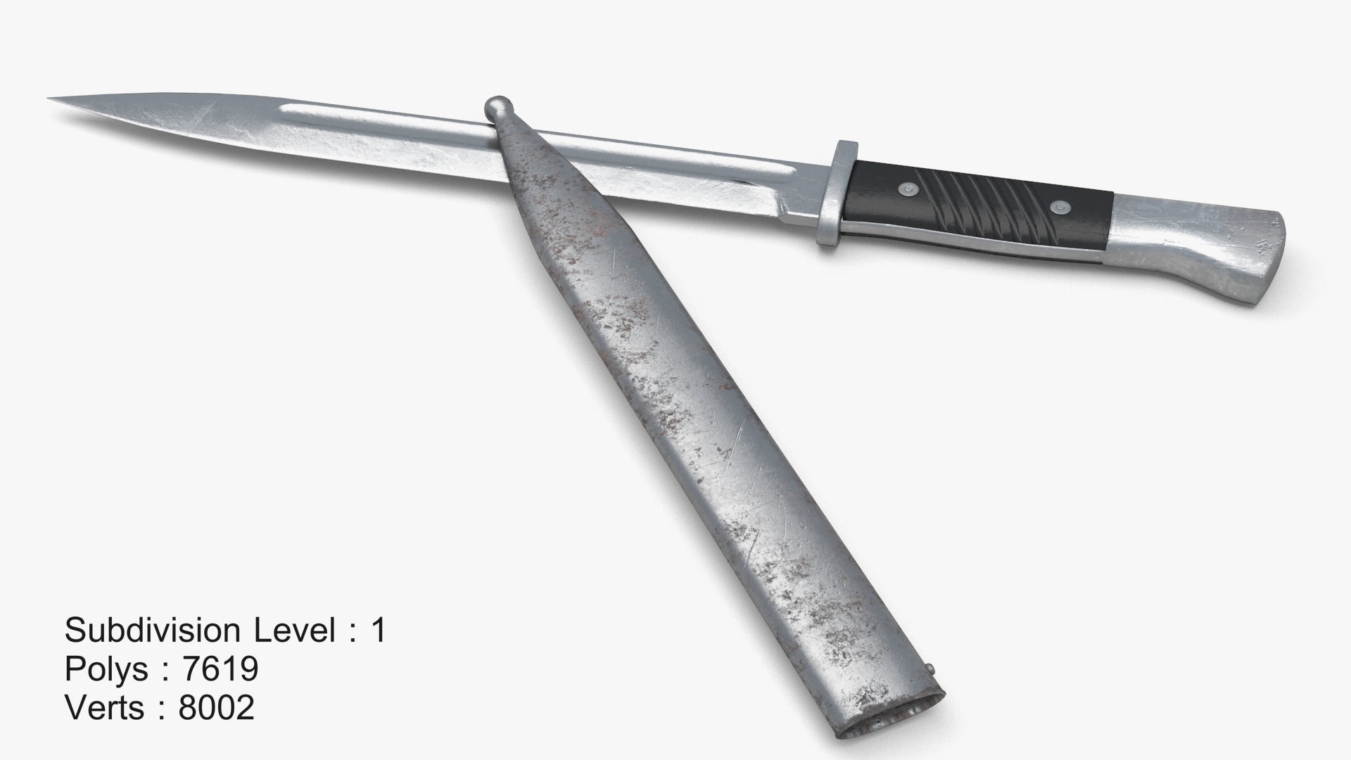 Karabiner k98 bayonet Low-poly 3D model_8