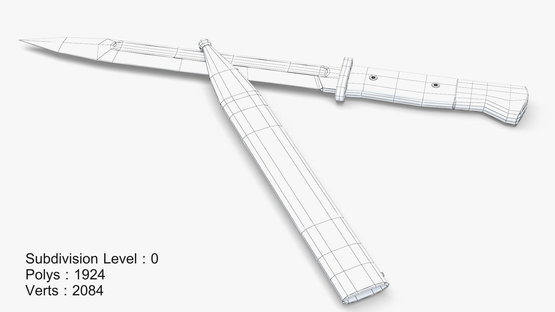 Karabiner k98 bayonet Low-poly 3D model_14