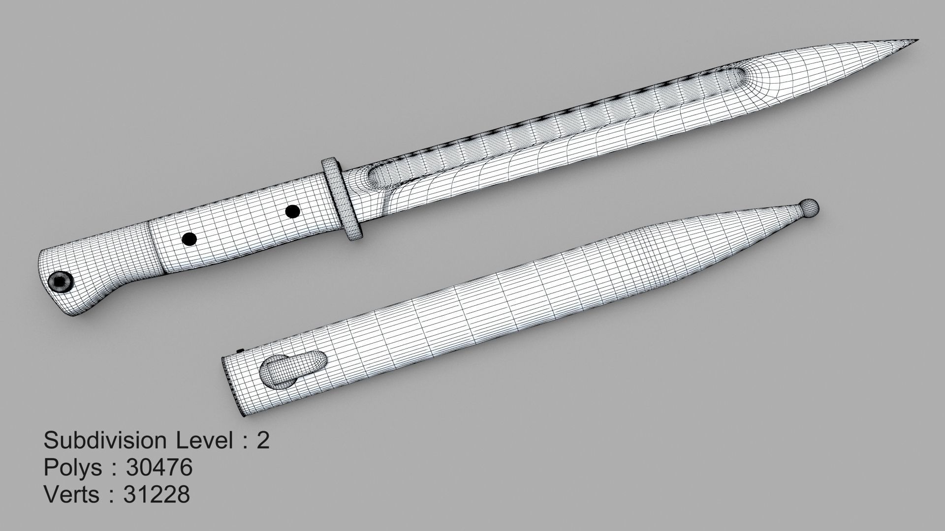 Karabiner k98 bayonet Low-poly 3D model_19
