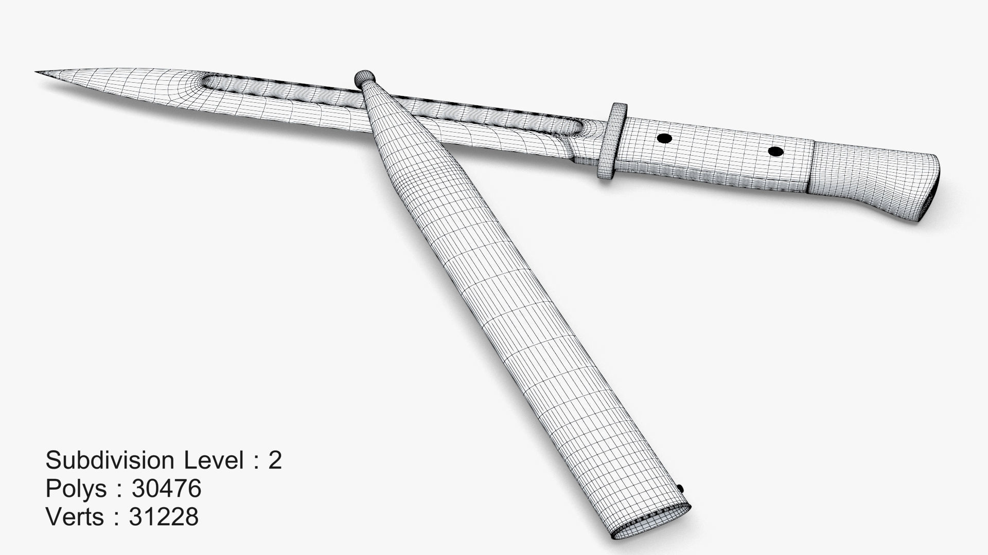 Karabiner k98 bayonet Low-poly 3D model_16