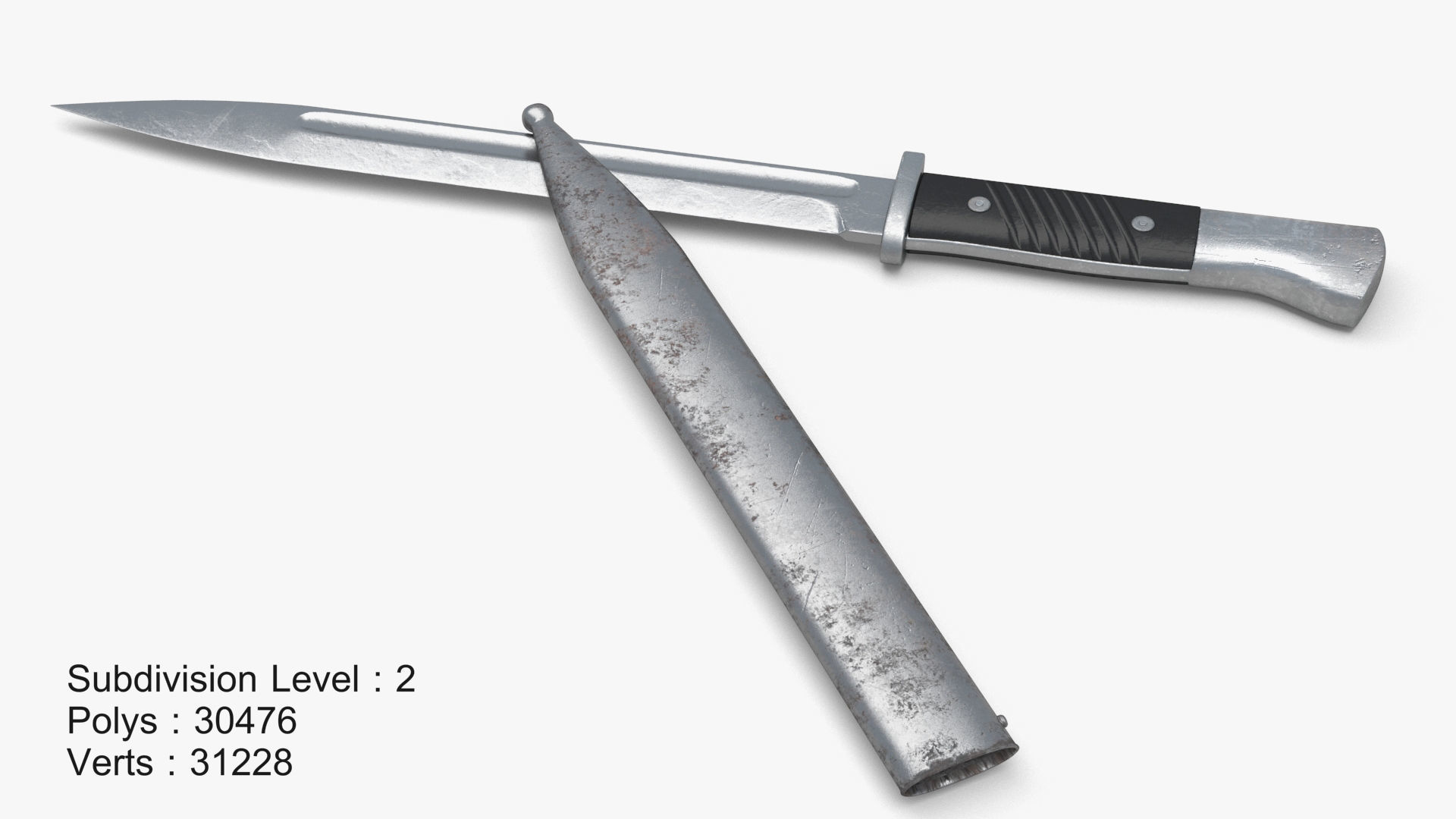 Karabiner k98 bayonet Low-poly 3D model_9