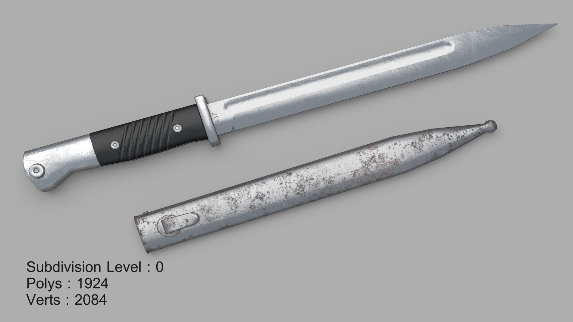 Karabiner k98 bayonet Low-poly 3D model_10