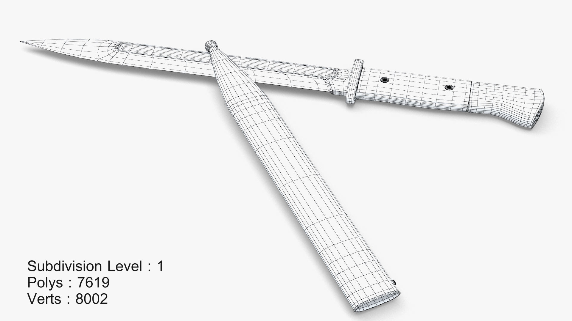 Karabiner k98 bayonet Low-poly 3D model_15