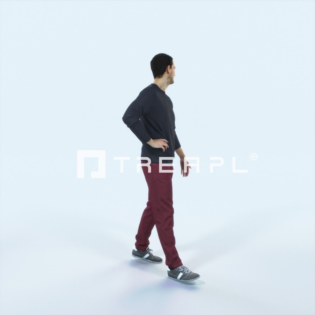 Jest 17I Listening walking Casual Man Low-poly 3D model_2