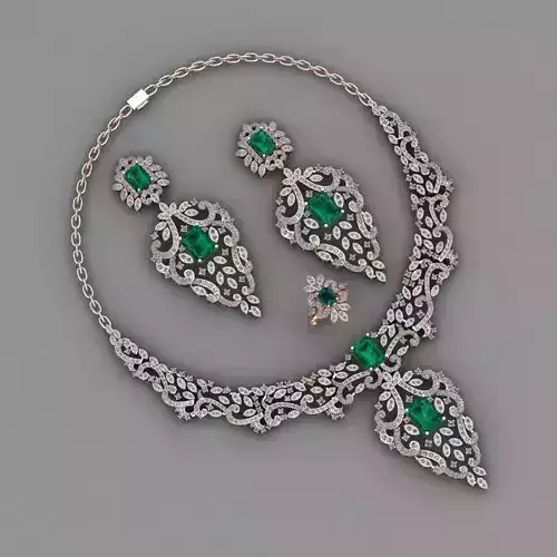 Emerald green diamond necklace 3d Print Model
