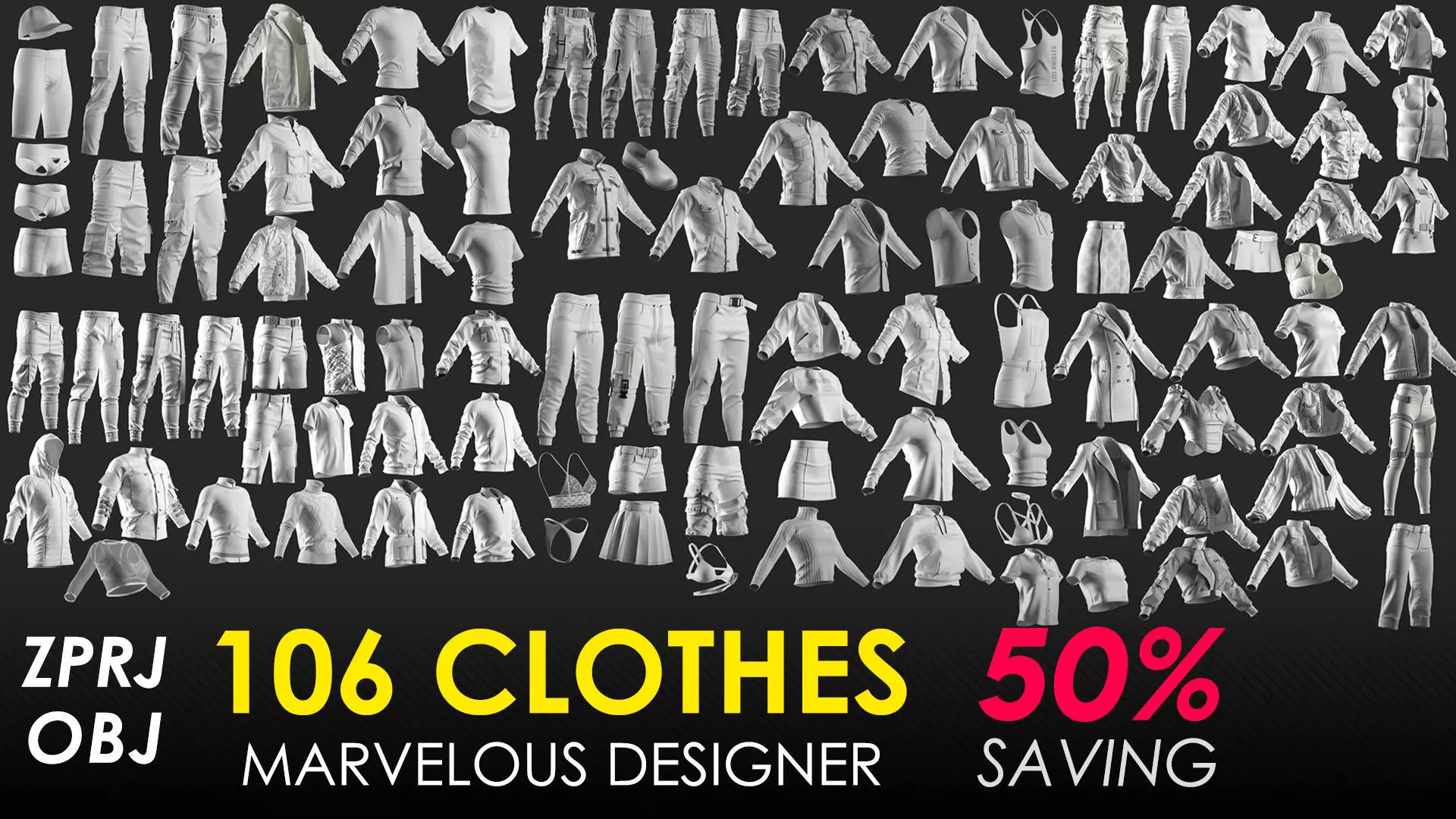 106 Clothes - 50 percent Saving - Marvelous Designer 3D Model Collection_0