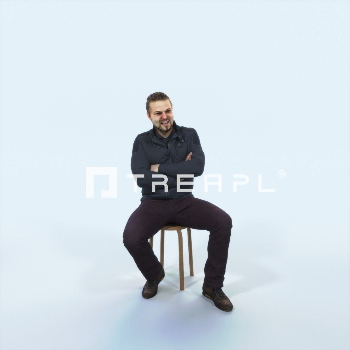 Keen 05I Listening Sitting Casual Man Low-poly 3D model_1