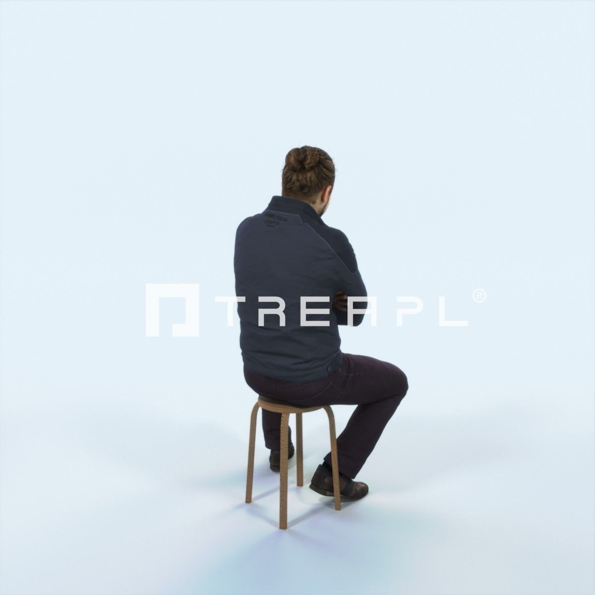 Keen 05I Listening Sitting Casual Man Low-poly 3D model_3