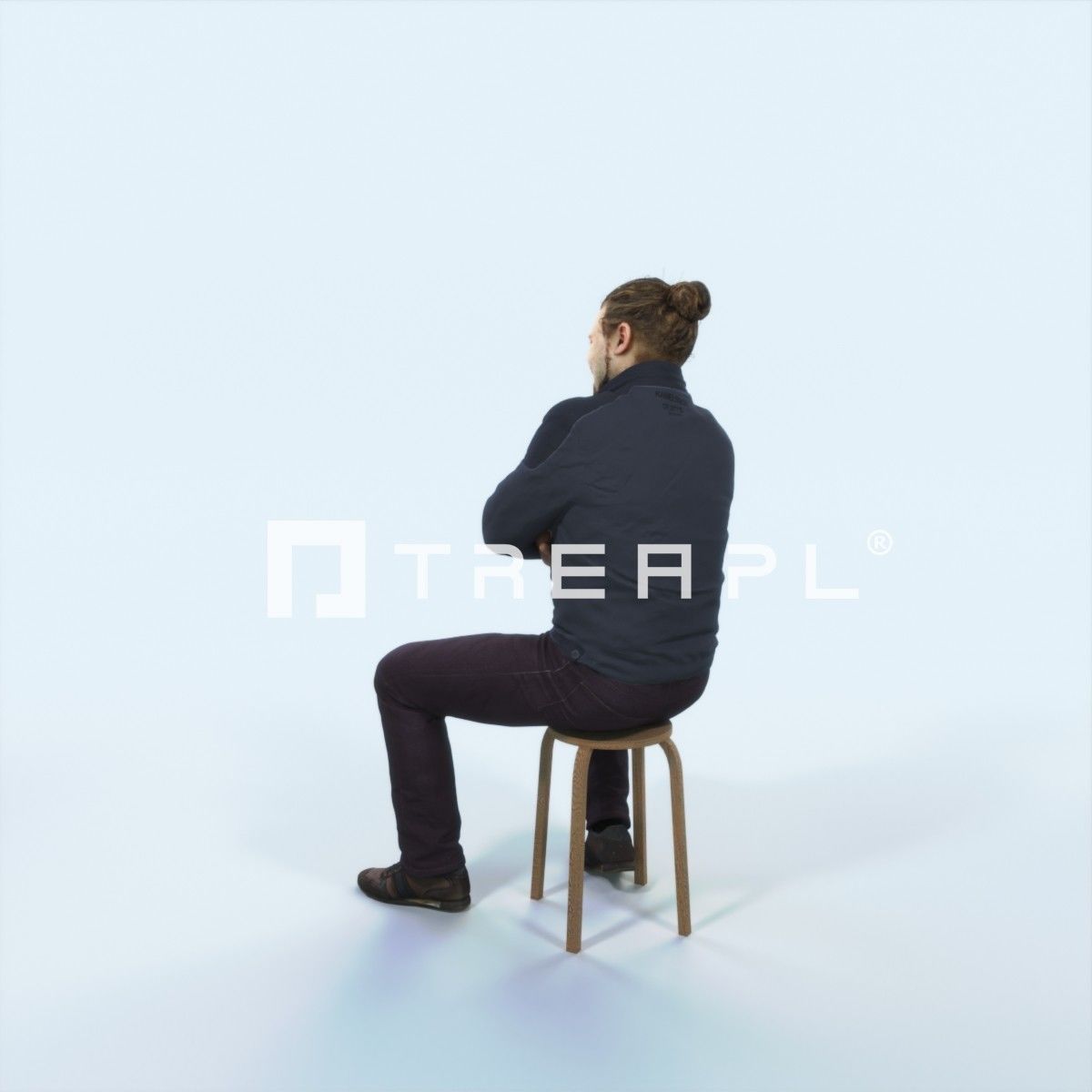 Keen 05I Listening Sitting Casual Man Low-poly 3D model_4