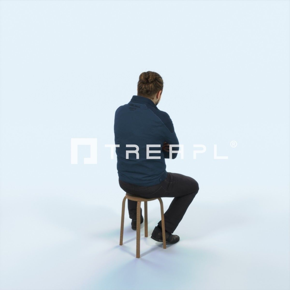 Keen 05F Listening Sitting Casual Man Low-poly 3D model_3