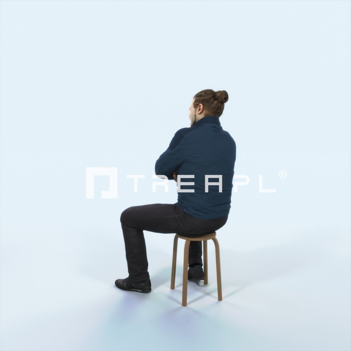 Keen 05F Listening Sitting Casual Man Low-poly 3D model_4