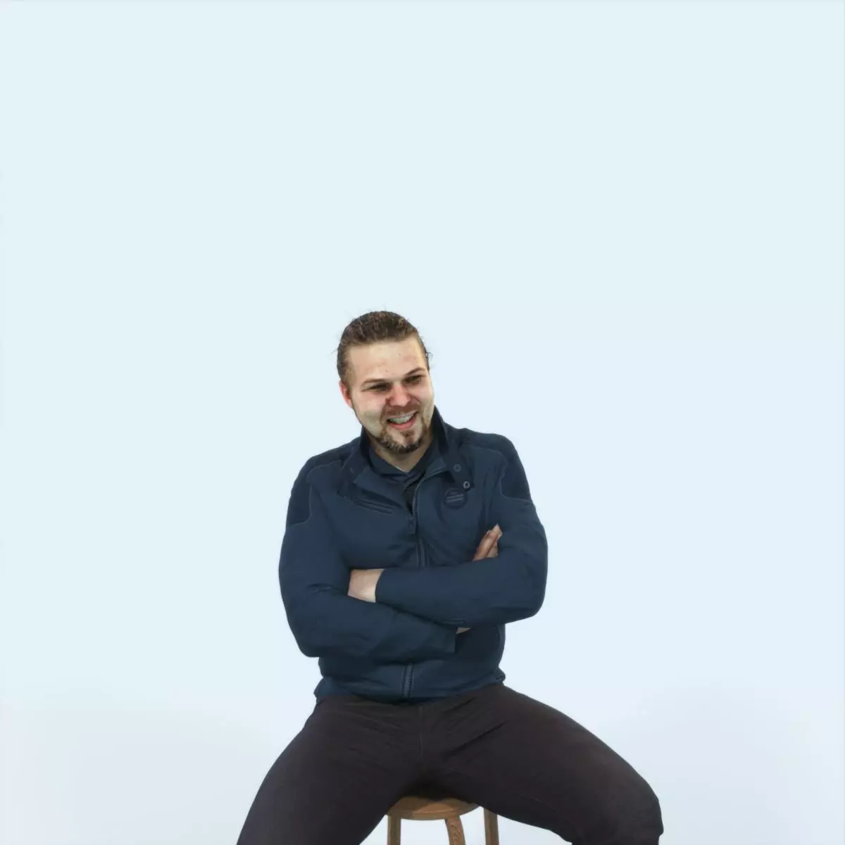 Keen 05F Listening Sitting Casual Man Low-poly 3D model_0