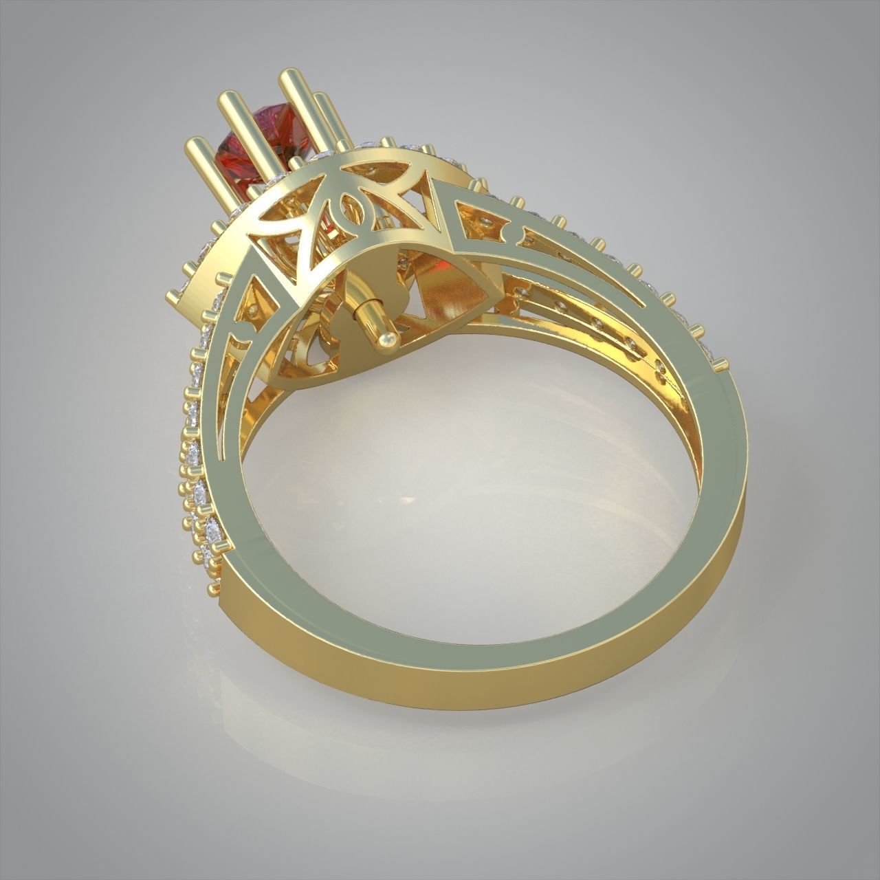 Diamond ring 0348 3D printable model 3D print model_11
