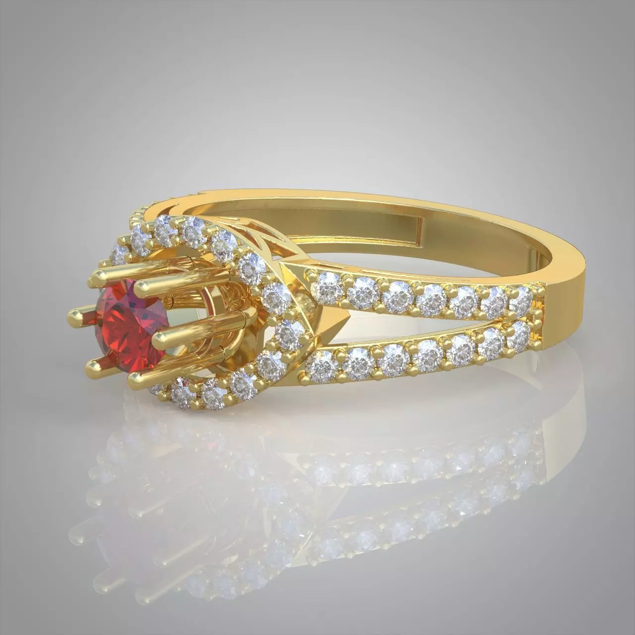 Diamond ring 0348 3D printable model 3D print model_0
