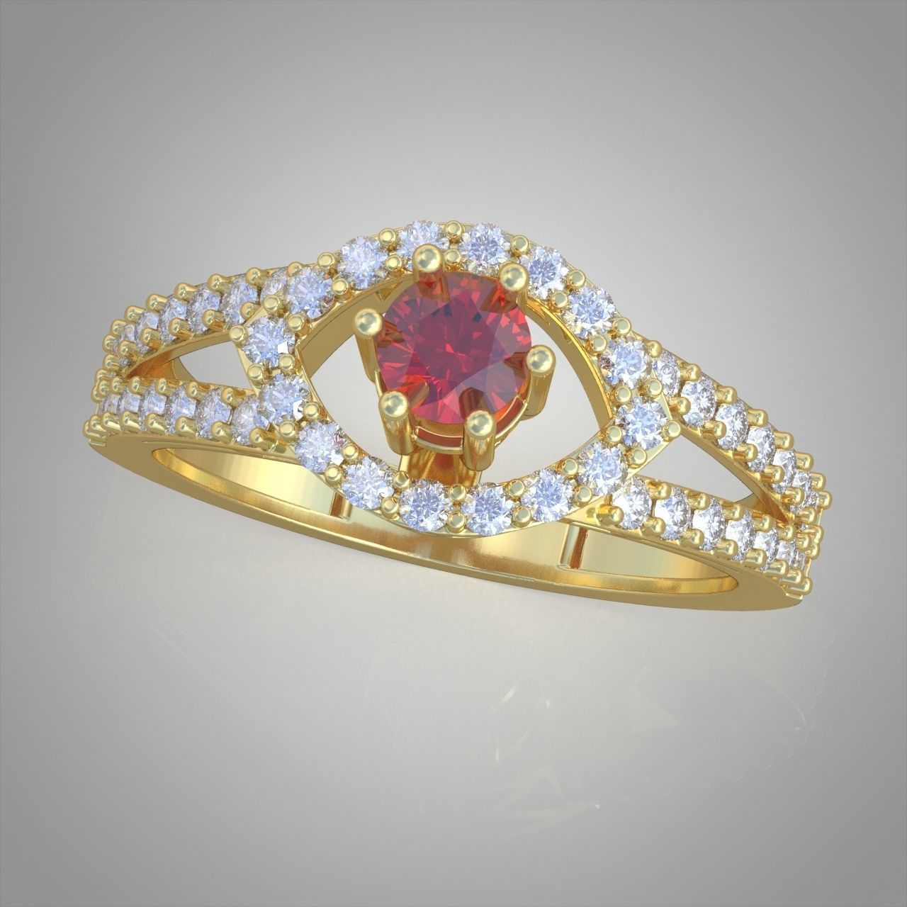 Diamond ring 0348 3D printable model 3D print model_2