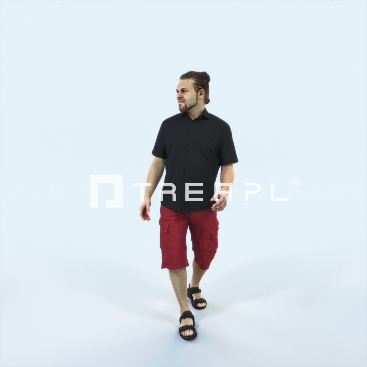 Keen 07E Listening Summer walking Casual Man Low-poly 3D model_1