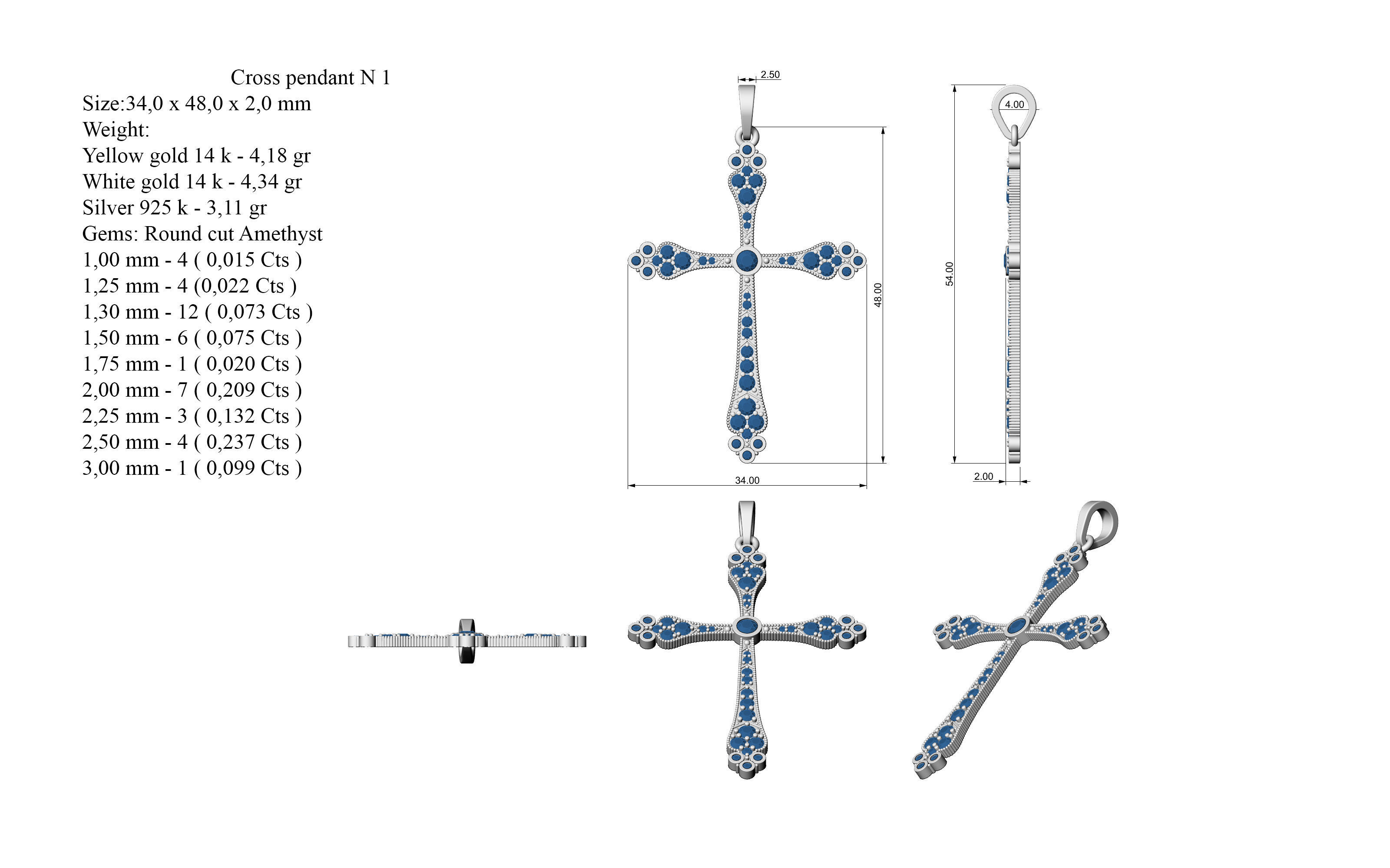 Cross pendant N 1 3D print model_12