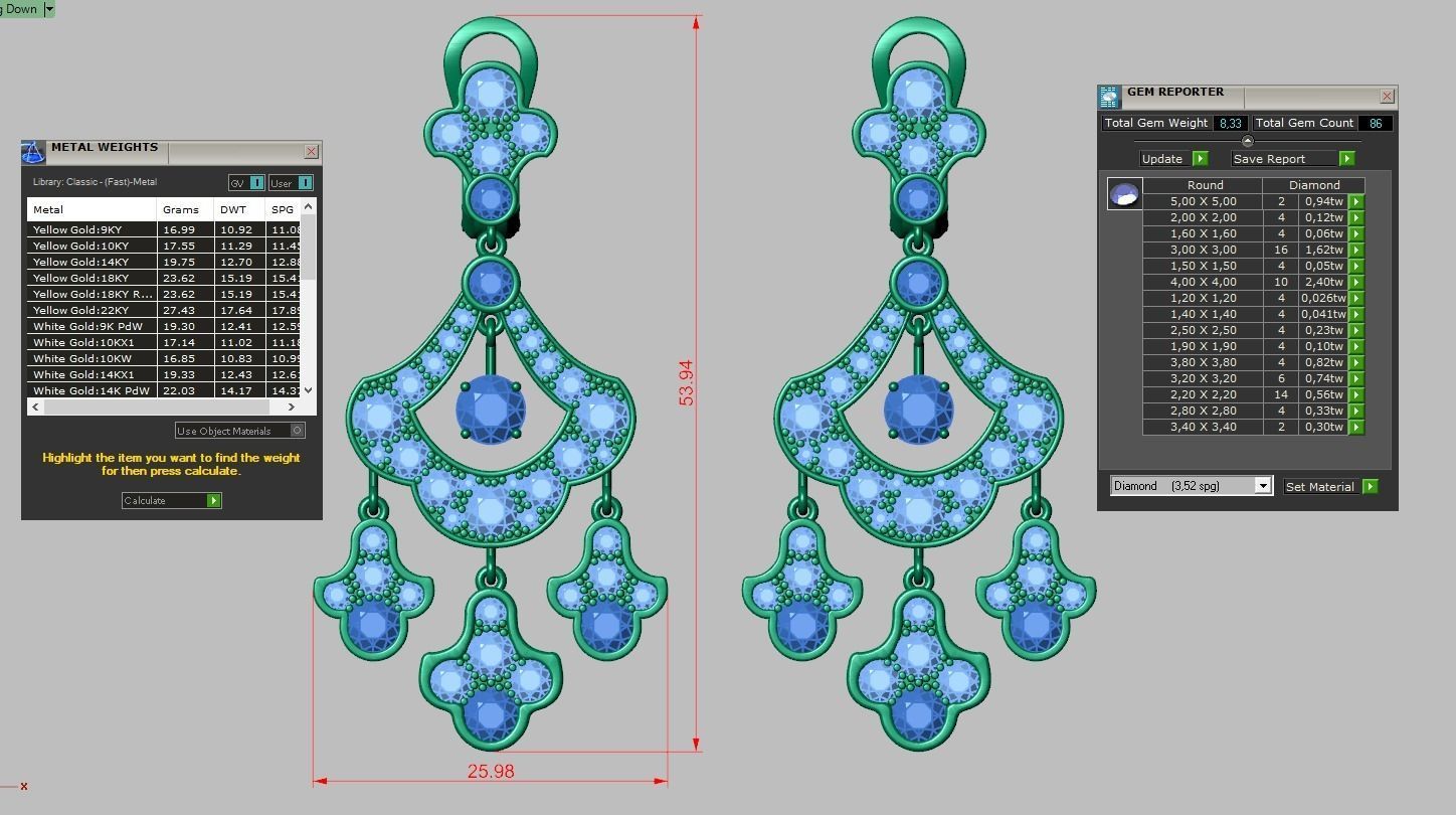Graff Earring model 0266 3D printable model10- 3D print model_12
