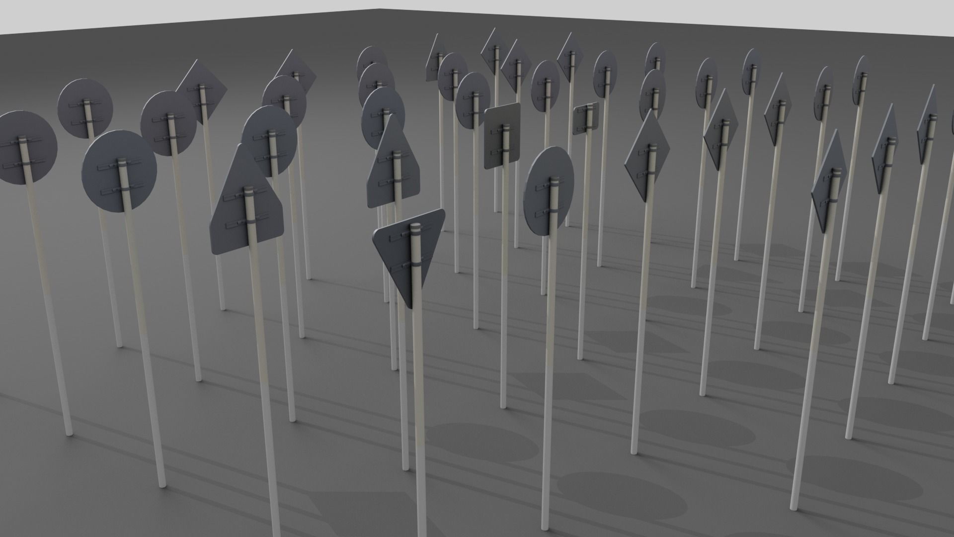 japanese road signs Pack Low-poly 3D model_6