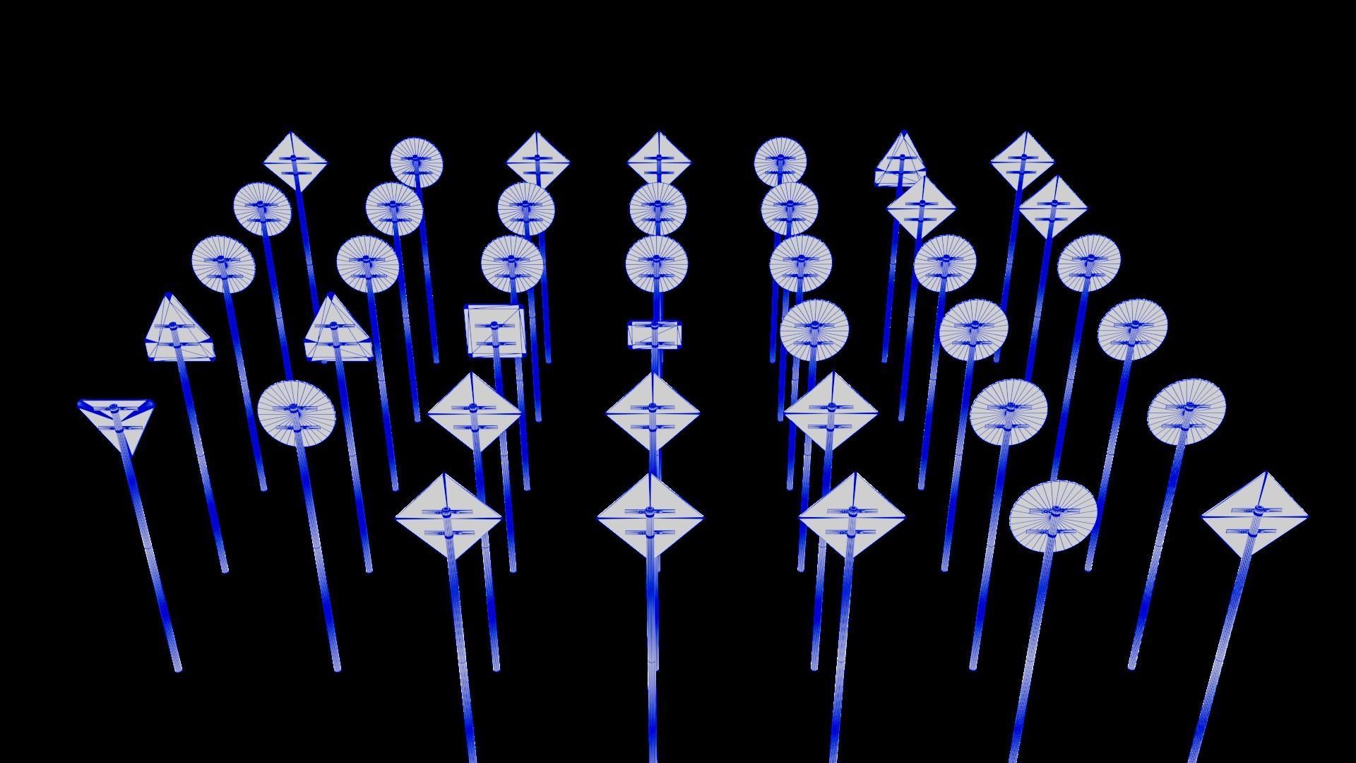 japanese road signs Pack Low-poly 3D model_8