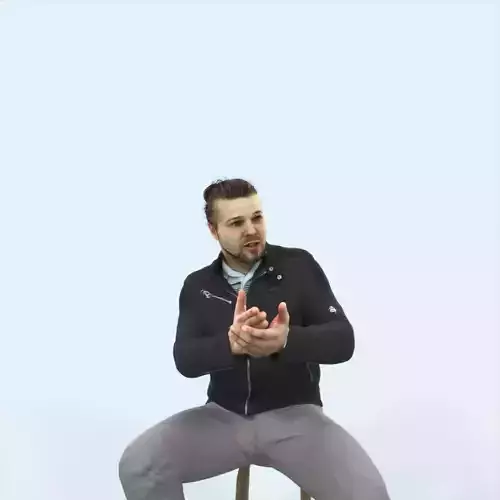 Keen 09G Explaining Casual Sitting Man Low-poly 3D model