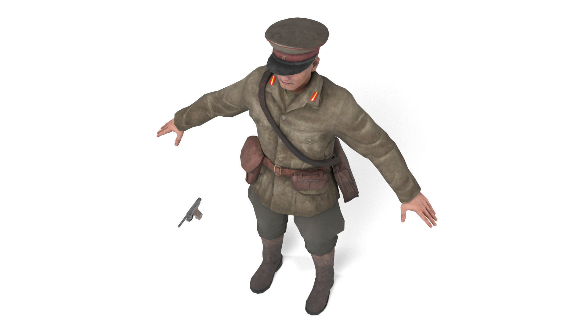 Japanese Officer Low-poly 3D model_5