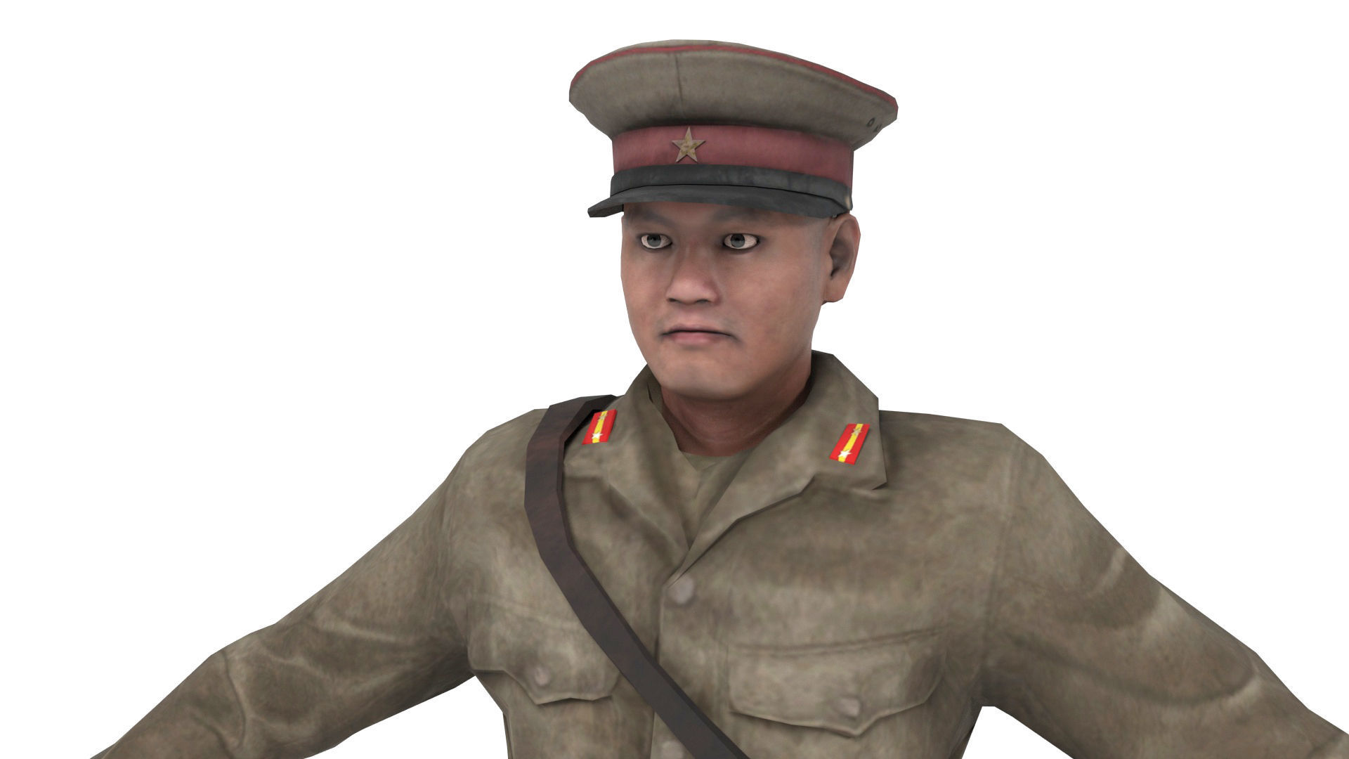 Japanese Officer Low-poly 3D model_6
