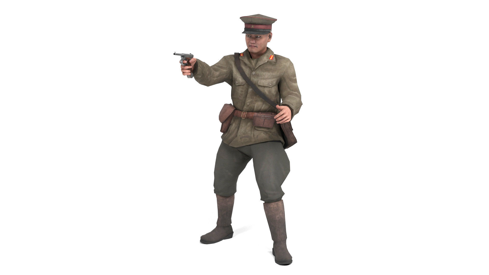 Japanese Officer Low-poly 3D model_10