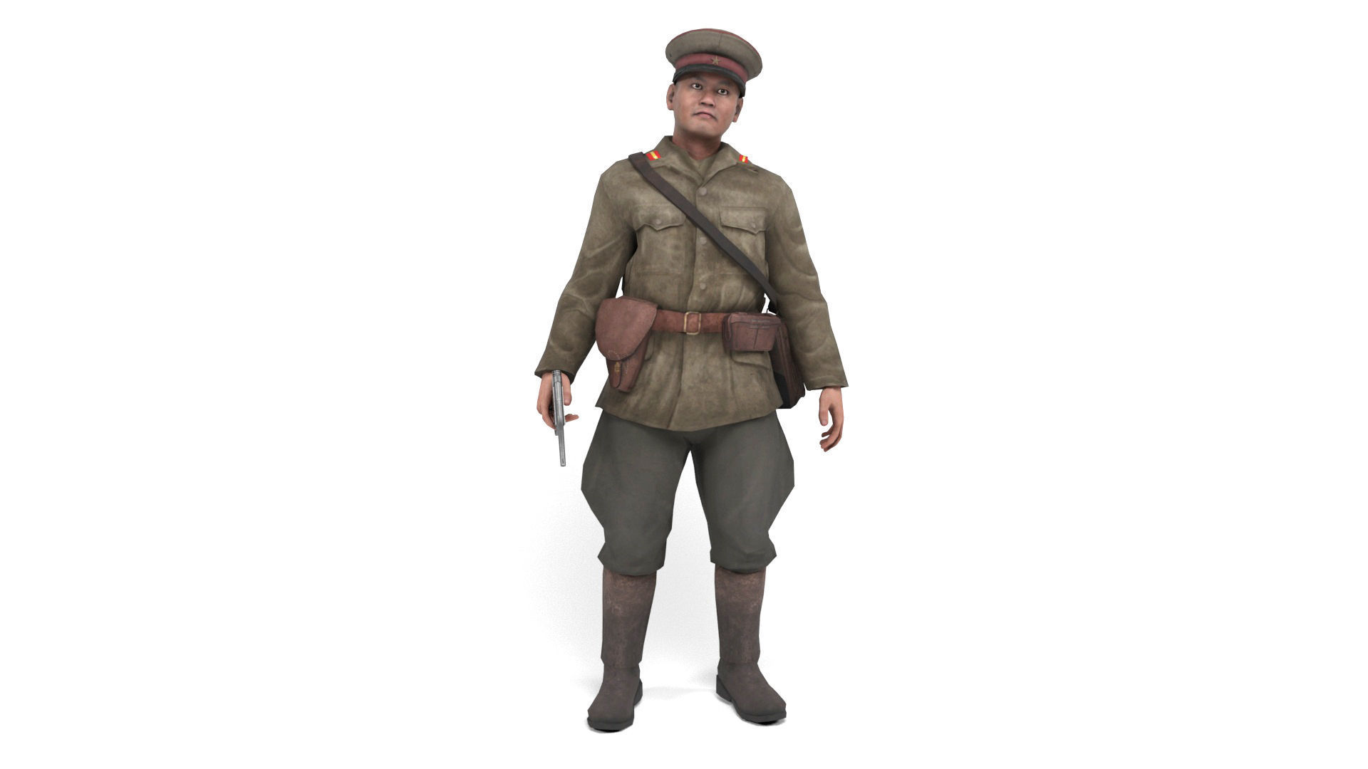 Japanese Officer Low-poly 3D model_7