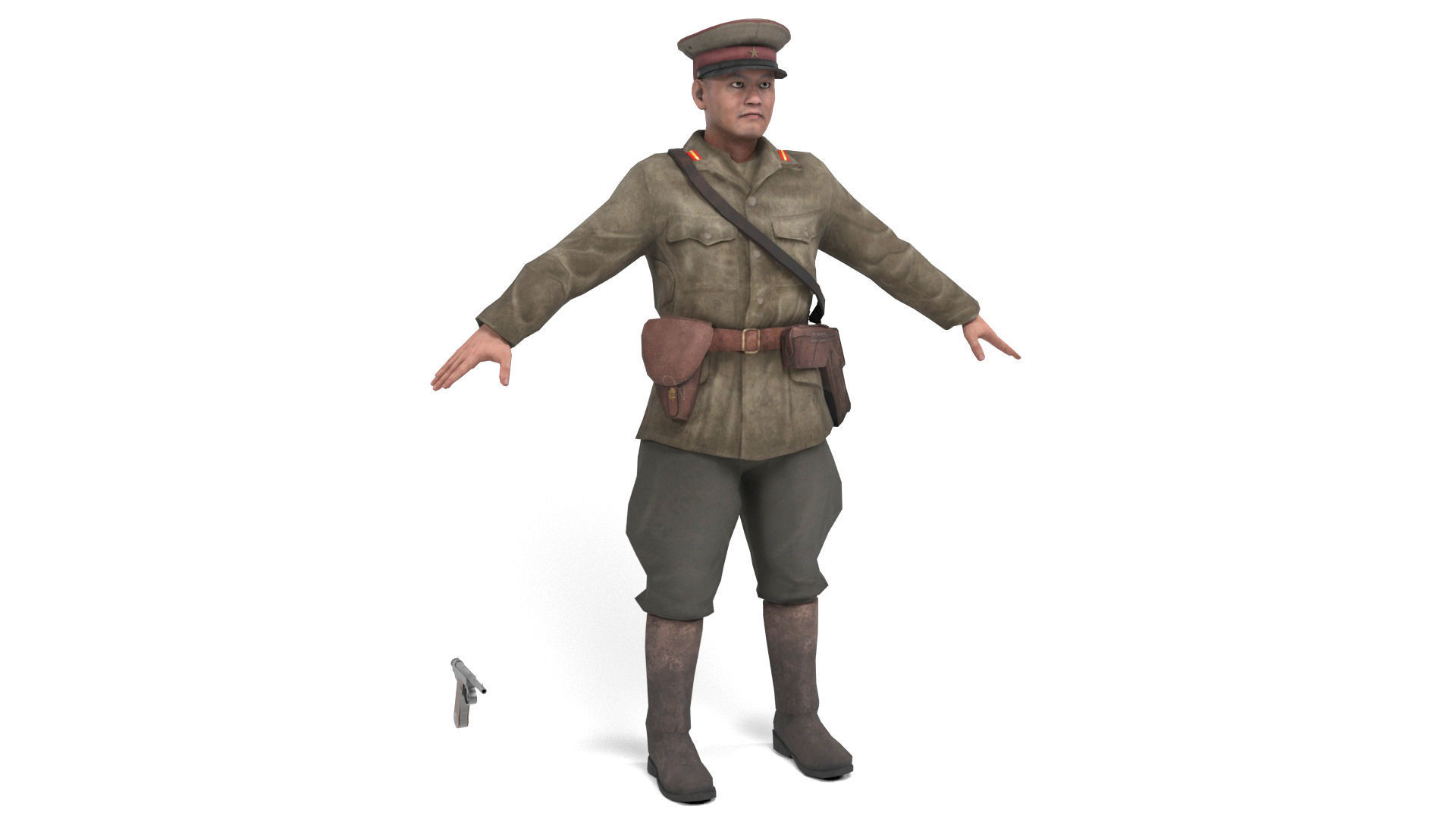 Japanese Officer Low-poly 3D model_1
