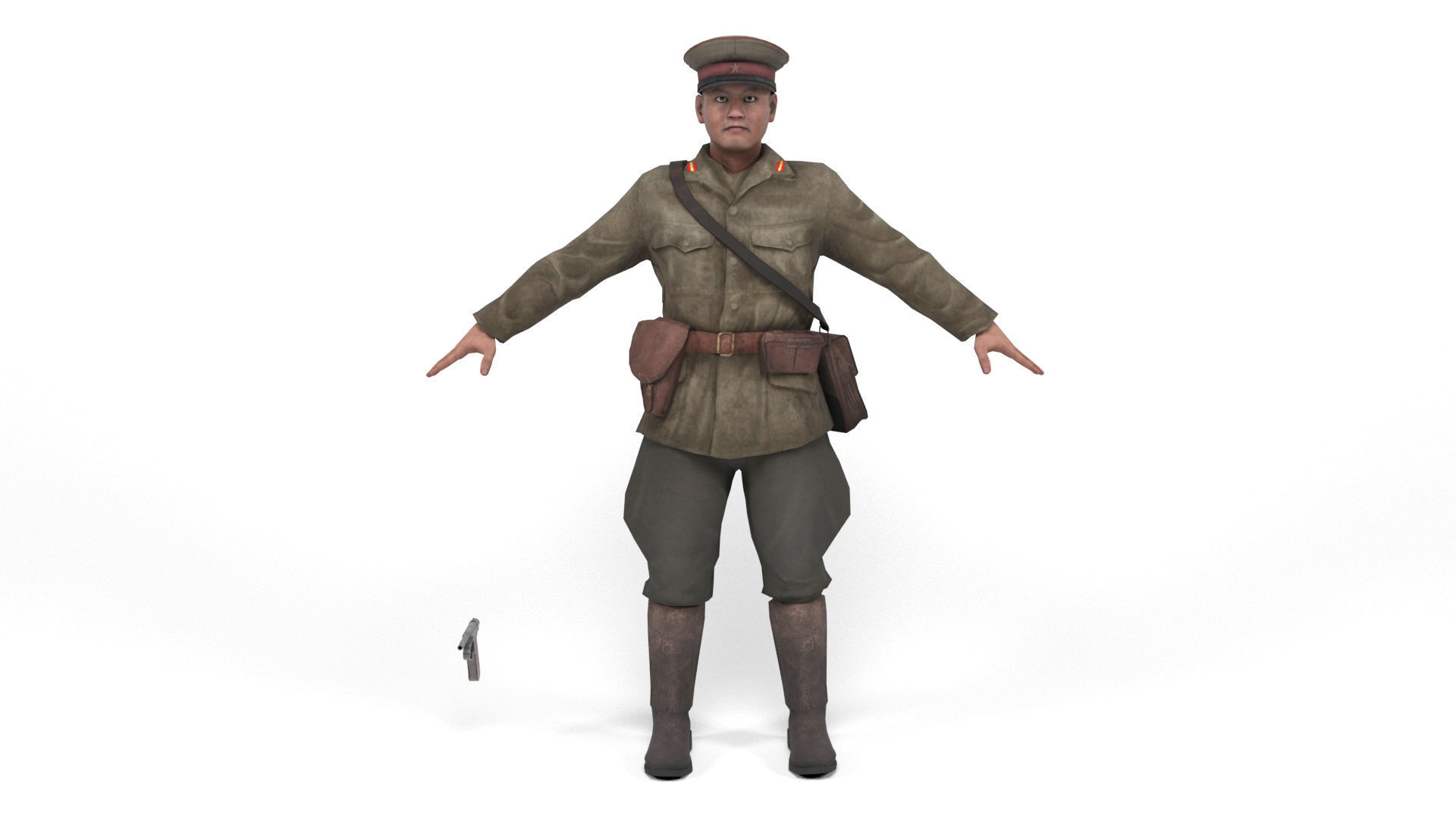 Japanese Officer Low-poly 3D model_2