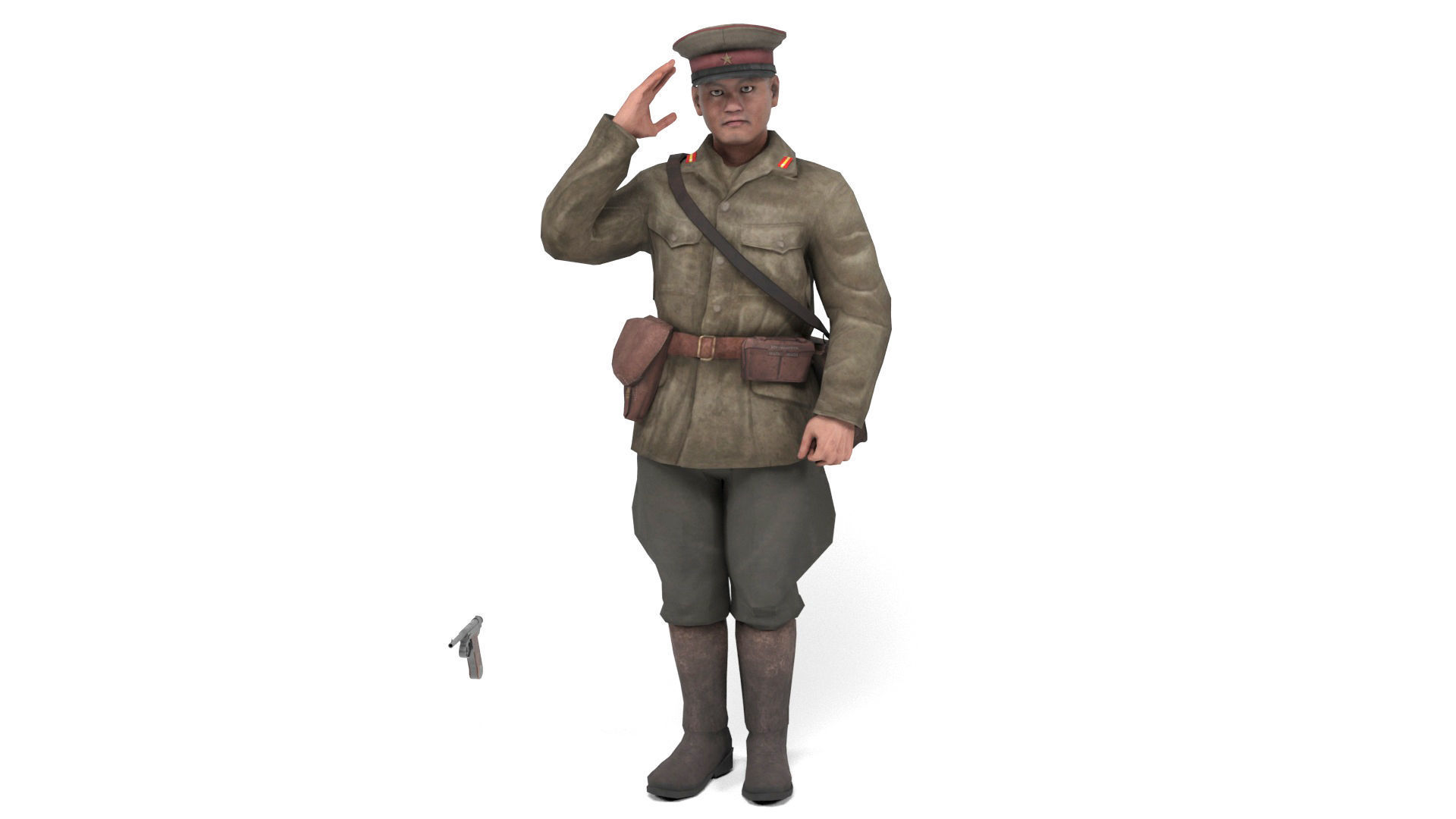 Japanese Officer Low-poly 3D model_8