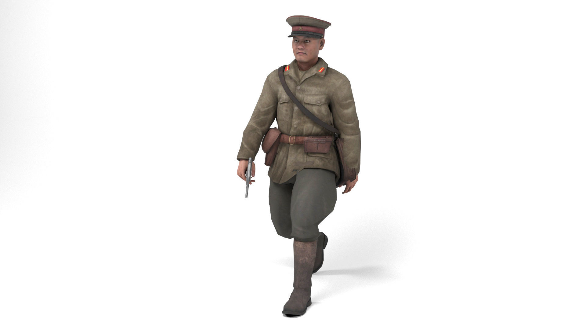 Japanese Officer Low-poly 3D model_9