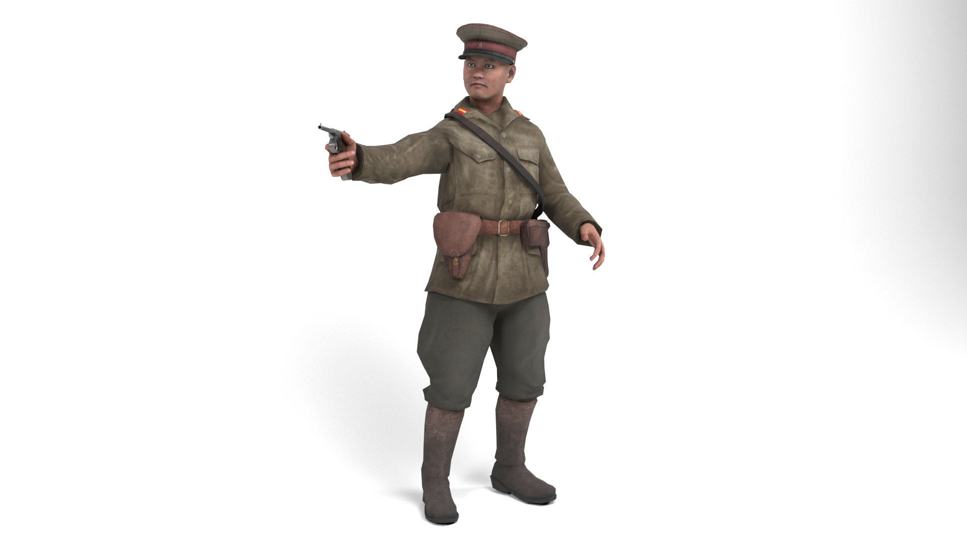 Japanese Officer Low-poly 3D model_11