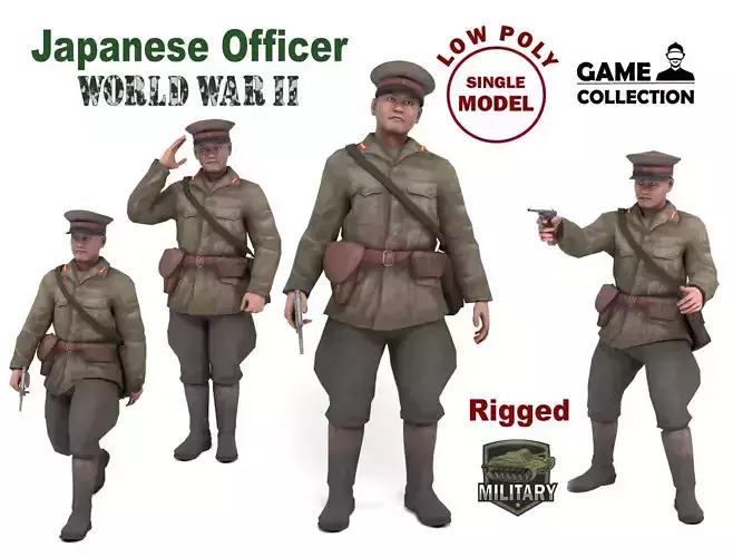 Japanese Officer Low-poly 3D model