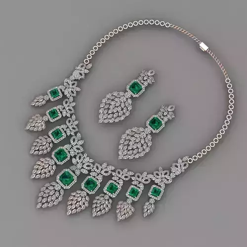 emerald green diamond necklace 3d Print Model