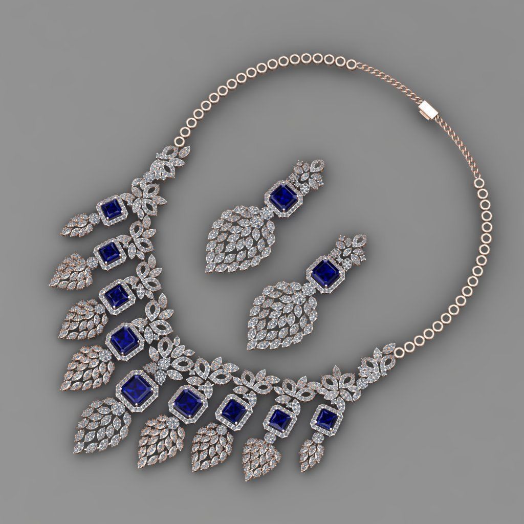 emerald green diamond necklace 3d Print Model 3D print model_3