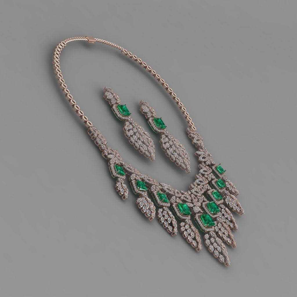 emerald green diamond necklace 3d Print Model 3D print model_10