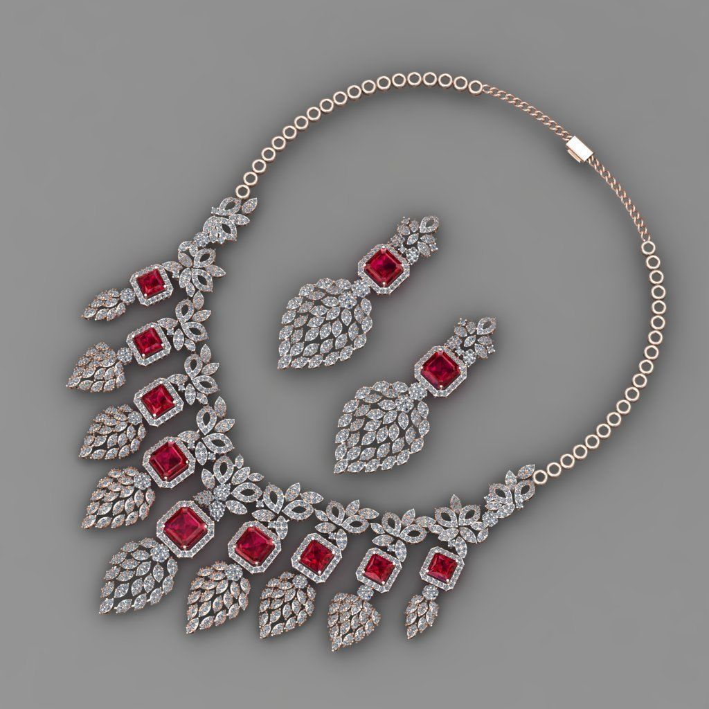 emerald green diamond necklace 3d Print Model 3D print model_2