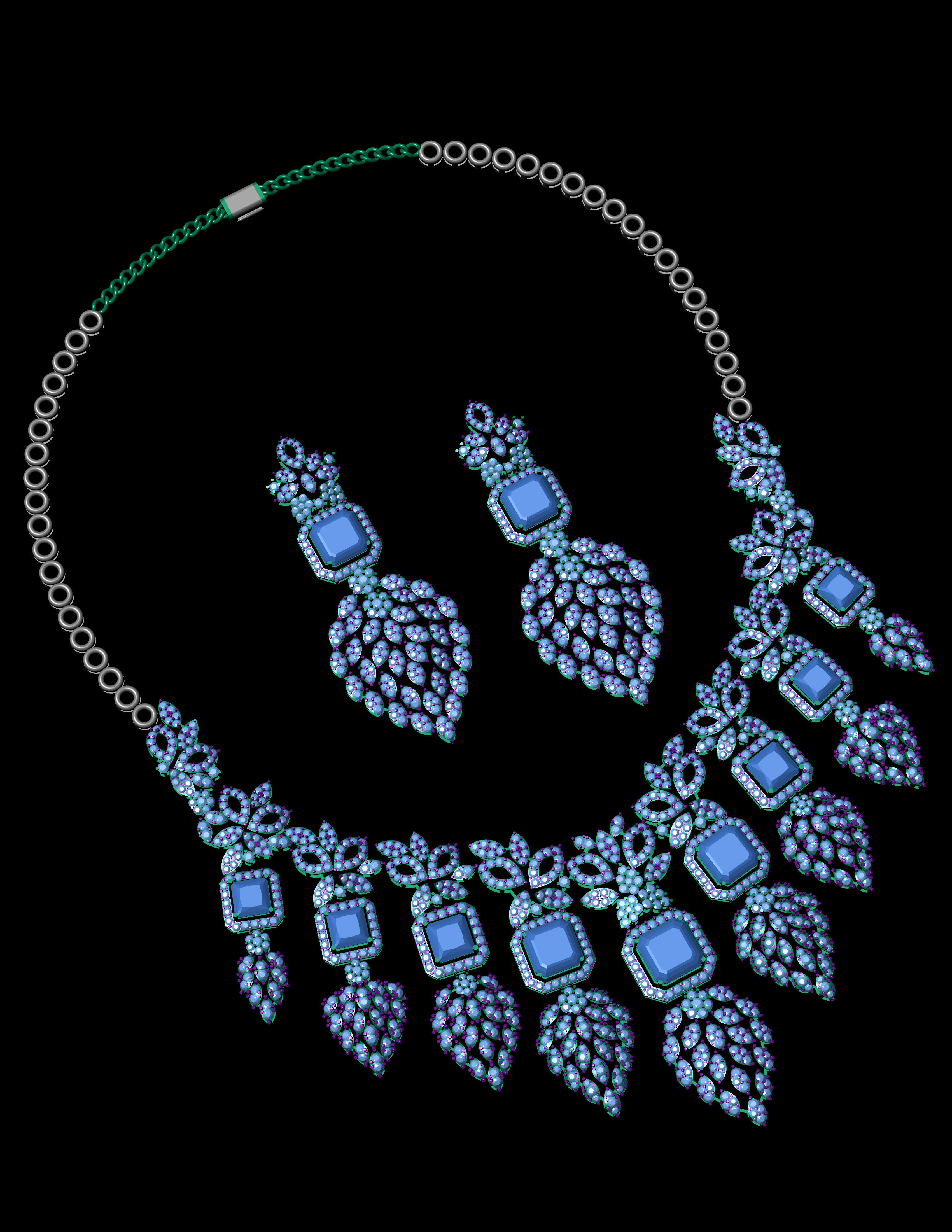 emerald green diamond necklace 3d Print Model 3D print model_12