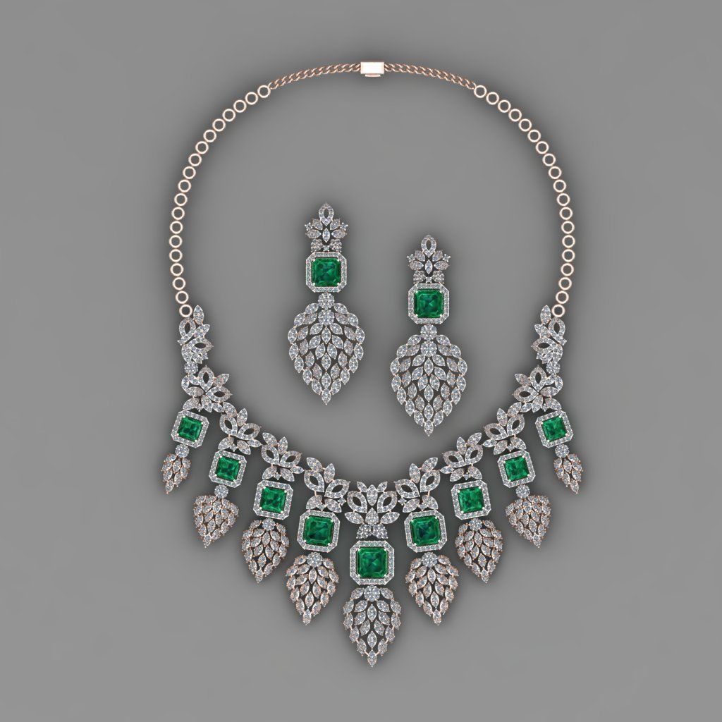 emerald green diamond necklace 3d Print Model 3D print model_6
