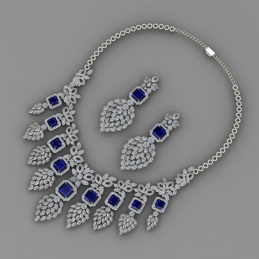 emerald green diamond necklace 3d Print Model 3D print model_4