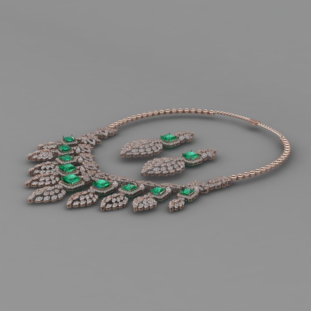 emerald green diamond necklace 3d Print Model 3D print model_7